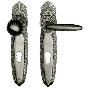 Béquille de porte en laiton, style Art Nouveau - forme ergonomique | argent